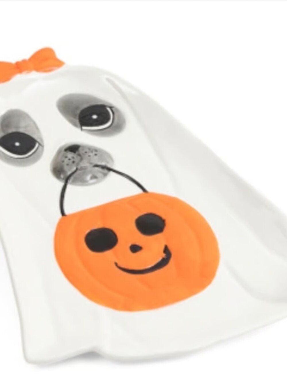 NWT WITCH CRAFTERS Cute Dog Ghost Platter White Ceramic Halloween 16in‎